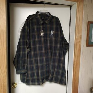 New Knights Sportwear Navy Blue Multi-Color Long Sleeve Button Down Shirt 4X
